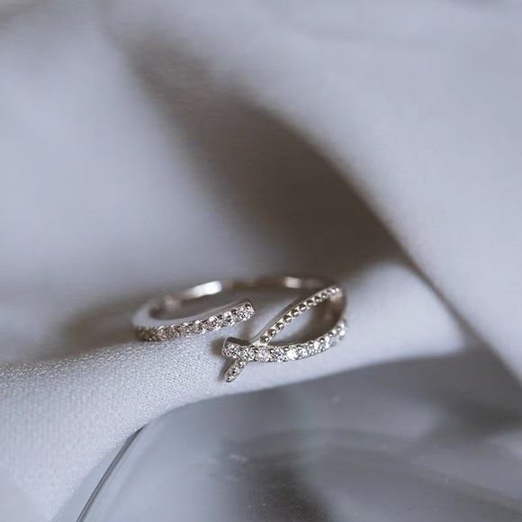 Silver layer ring, silver cz ring,stacking silver ring sterling silver ring - Picture 2 of 4